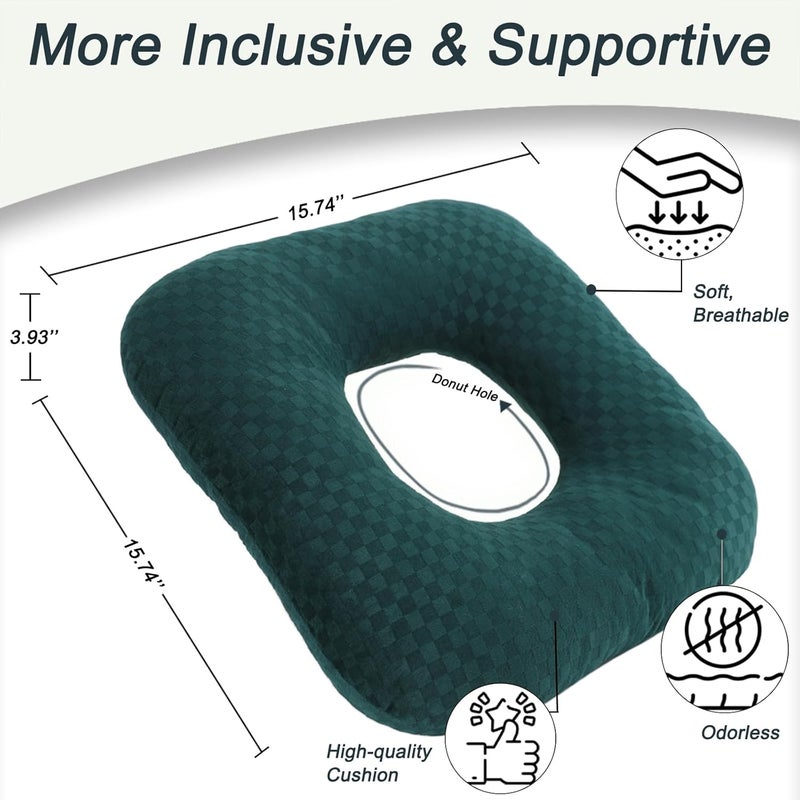 Beatvive Anti-Slip Wheelchair Cushions, Bed Sore Cushions for Butt, Ergonomic Innovations Orthopedic Donut Pillow, Medical Seat Cushion for Sciatica, Back, Coccyx, Pressure Sore (Green) - Image 2